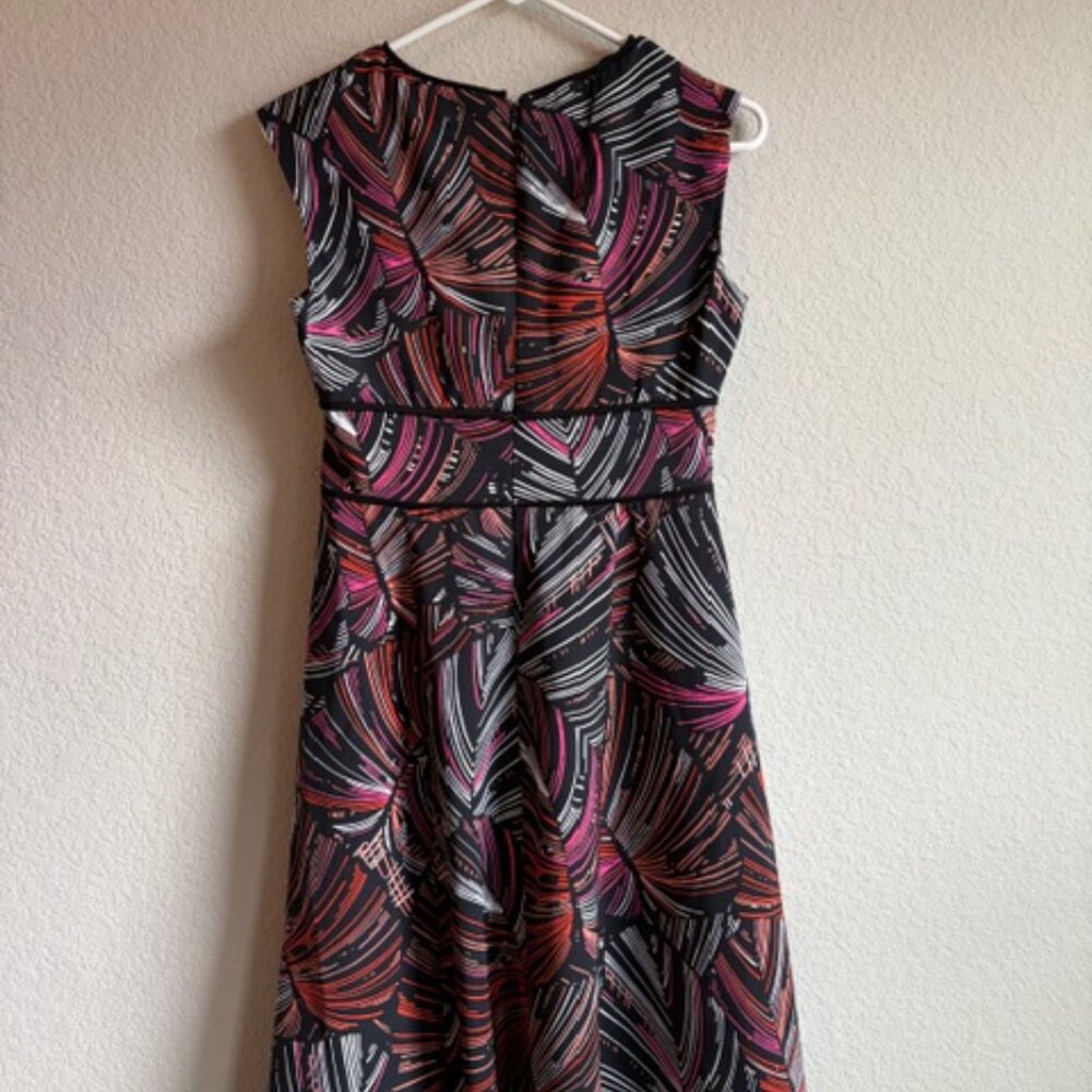 London Times Dress Womens Black Abstract Print Size 4 Fit & Flare Mod Preppy - Picture 3 of 11